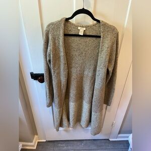 Sundance Womens S Tan Merino Wool Alpaca Blend Open Front Cardigan Sweater